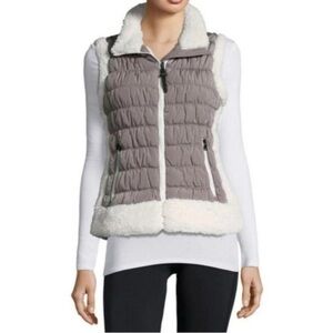 Calvin Klein Performance Sherpa Trim Puffer Vest - Gray/Cream - Small